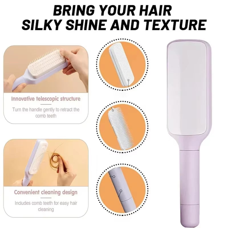 Self Cleaning Hair Brush Comb Retractable Hair Brushes Easy Clean Hair Comb with Retractable Bristles anti Static Massage Comb