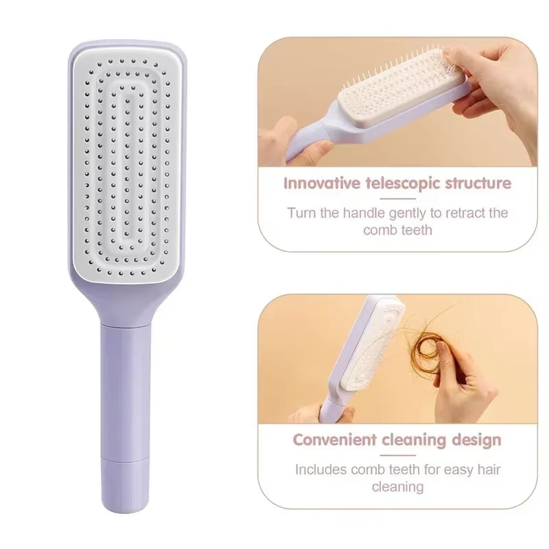 Self Cleaning Hair Brush Comb Retractable Hair Brushes Easy Clean Hair Comb with Retractable Bristles anti Static Massage Comb